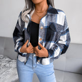 Plaid Button Cuff Long Sleeve Jacket Ins Street